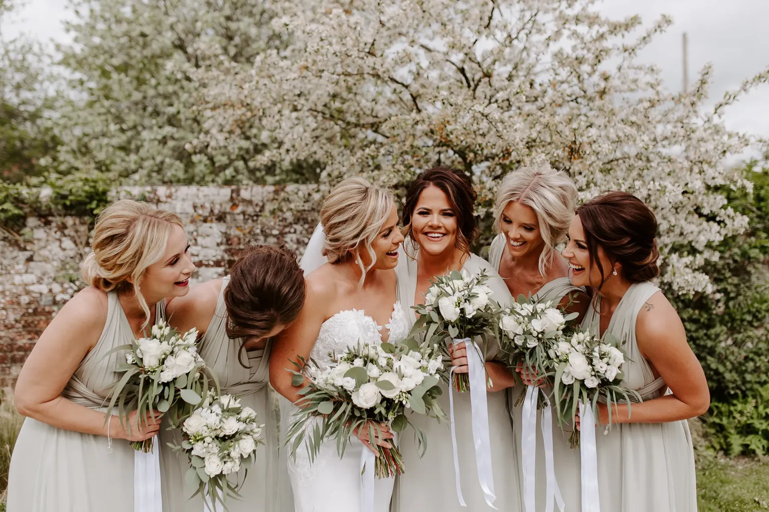 Bridesmaids at Clock Barn spring wedding