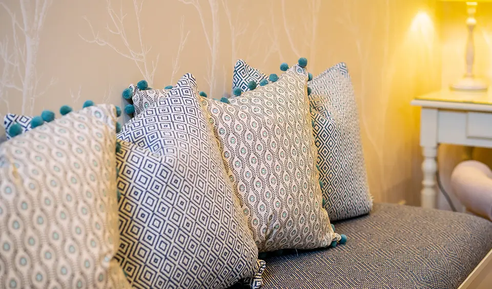 Clock Barn Prep Room pillows new improvements