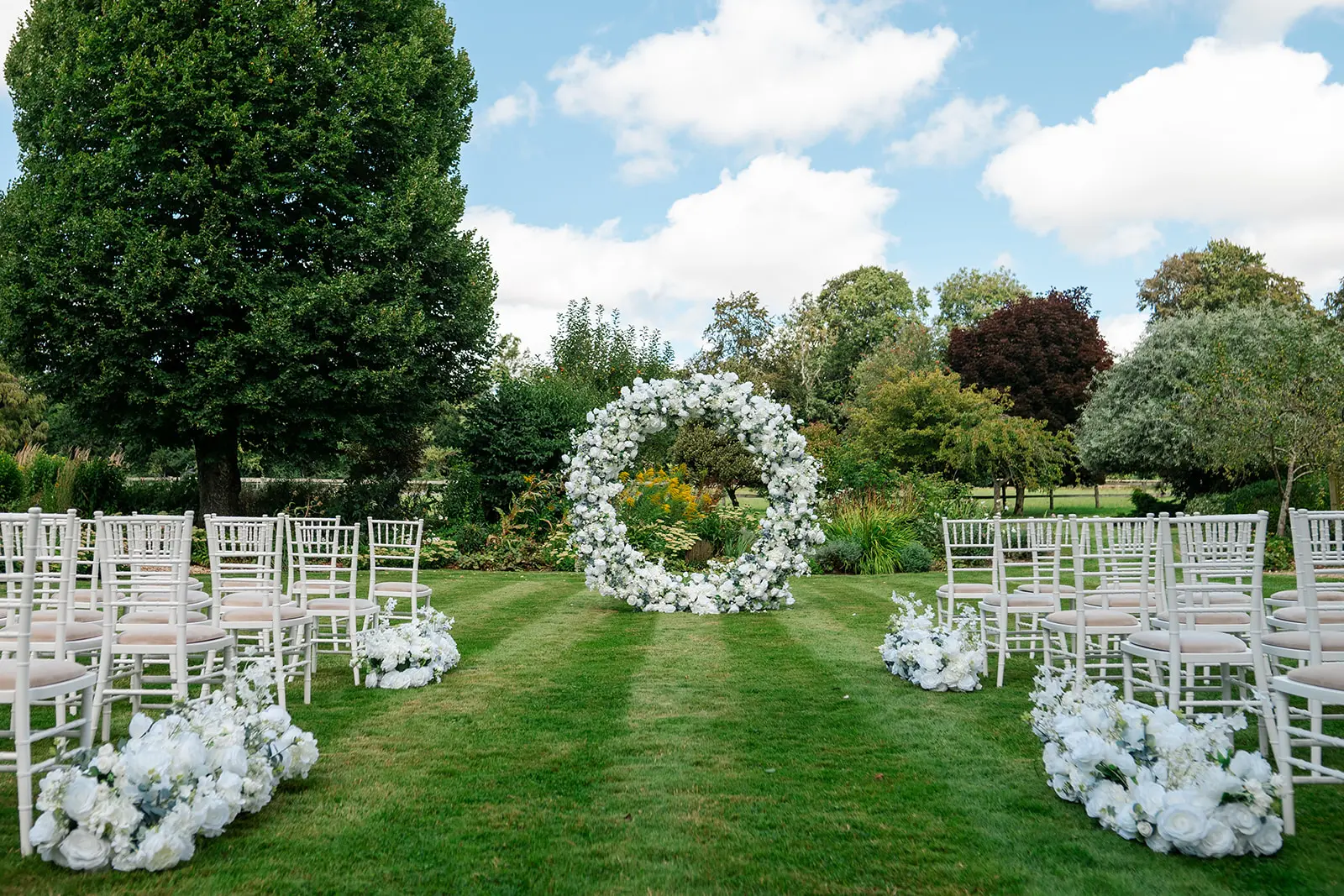 Clock Barn outdoor wedding ceremony setup blog