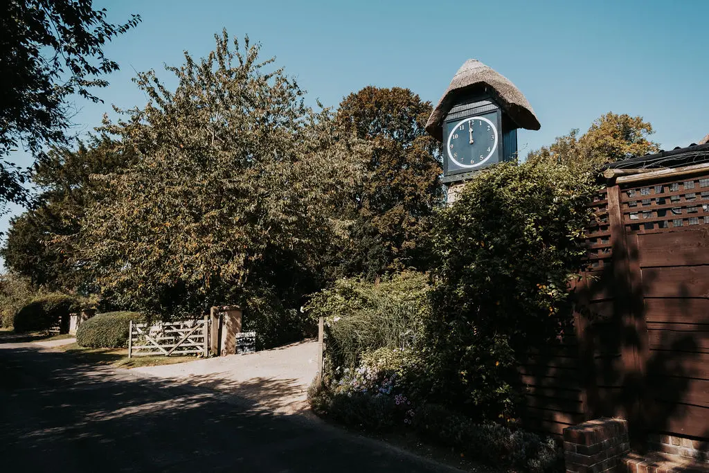 clock barn weddings entrance