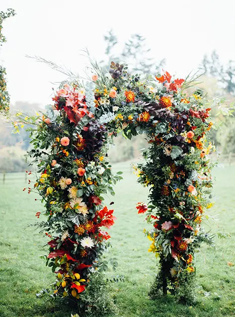 Clock Barn autumnal decorations nature wedding