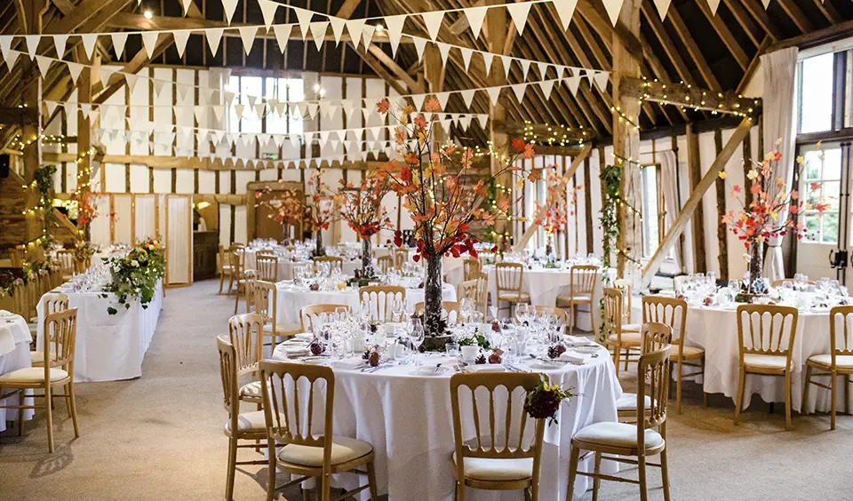 Clock Barn wedding venue autumnal decorations nature wedding
