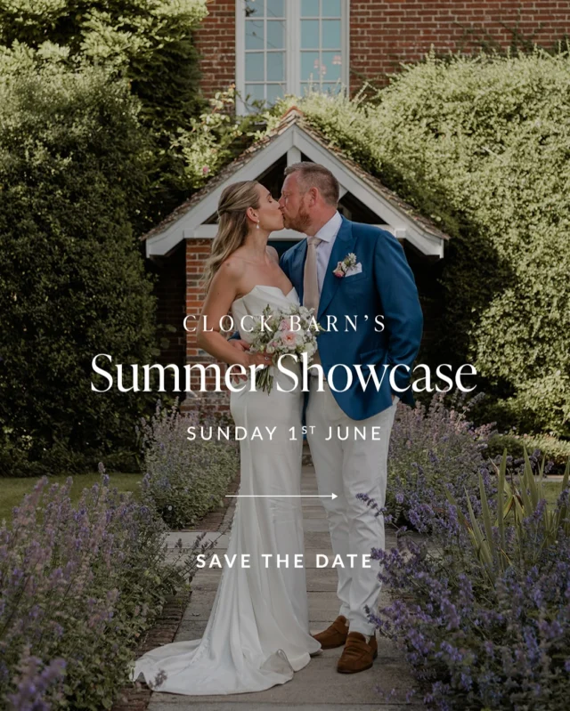 ✨Clock Barn’s Summer Showcase ✨ 📅 Sunday, 1st June | 1 – 5 pm
 
Imagine stepping into a wedding day at Clock Barn! This June, we’re hosting an all-new immersive wedding experience, and we’d love for you to join us.
 
From the moment you arrive, you’ll be treated like a guest at your own wedding. Sip on a delicious welcome drink prepared by our bar manager, enjoy live cooking from our talented chefs (and sample their mouthwatering creations), and soak in the atmosphere with incredible live music. 🎶
 
Wander through the stunning spaces, from The Main Barn, one of our enchanting ceremony rooms and dining space, to the luxurious Hayloft Honeymoon Suite where you’ll spend your wedding night. Picture saying “I do” surrounded by sprawling countryside, celebrating with loved ones, and dancing the night away in this picturesque setting.
 
Our entire team, from chefs to event managers, will be on hand to ensure you have a truly unforgettable experience and answer all your questions.
 
This is your chance to feel the magic of Clock Barn firsthand, and trust us, you won’t want to miss it! Click the link in our bio to book your spot. 💍✨
 
We can’t wait to meet you!
 
📷
@charlotte_stoneham_photography 
@studiorougephotography 
@andrew_dawson_photography 
@loveandlacemedia 
@james.soale_photography 

Please note:
Couples may be accompanied by a maximum of four additional guests. The event will also not be suitable for dogs to attend.
This event is for couples not yet booked with us. If you are interested in booking a re-visit, please contact the events team directly.