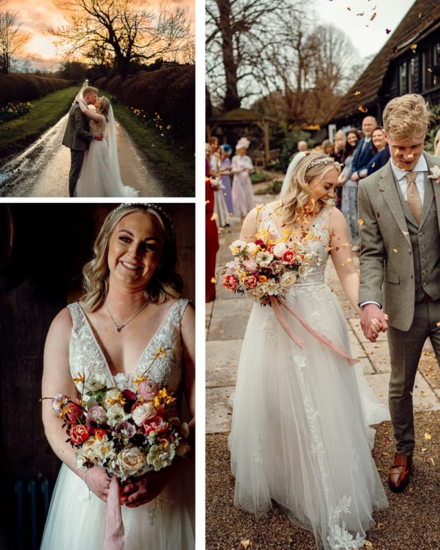 - K & O -  Flashback to this beautiful couples wedding day. Brought to life with colourful florals and golden evening light. A truly beautiful March celebration. ✨💐  If this feels like your kind of day, we’d love to help bring your vision to life at Clock Barn!  Hit the link in our bio and start your own wedding journey 💫  📷 @weddingsbytom  #springwedding #flashback #clockbarnwedding #floralfocus