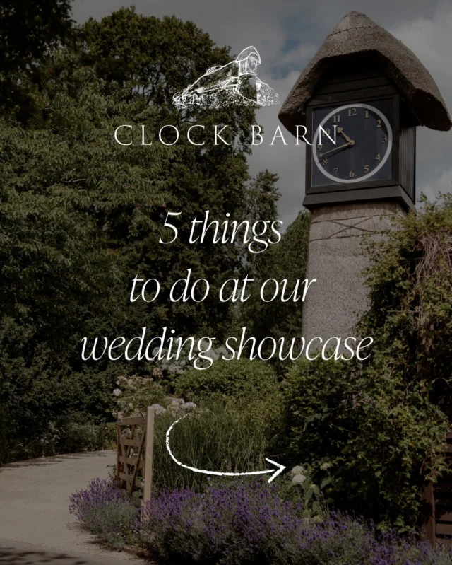 Join us on the 7th of June for Clock Barn’s Summer Showcase ✨  From exploring the venue dressed for a wedding day, to meeting some of our wonderful recommended suppliers, tasting delicious food and soaking up all the inspiration… We’re sharing 5 things you won’t want to miss at our upcoming Summer Showcase 🤍  Looking to view the venue sooner? We also have a handful of private Showround appointments still available this weekend:  Saturday - 10am 
Sunday - 10am, 12pm, 2pm or 3pm  Whether you’d like to join us at the Showcase or book a one-to-one visit, simply use the link in our bio to reserve your spot. ✨  📷 
@katherine_and_her_camera 
@miaphotographyuk 
@jessicahaymanphotography  #hampshirebarnwedding #weddingshowcase #summerweddings #inspiration