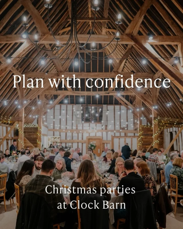 Christmas party planning, made easy. ✨  From the first plans to the last dance, our Christmas parties are designed to take the stress out of organising your celebrations.  With everything in one place, expert support from our experienced team and plenty included, you can plan with confidence knowing the details are taken care of.  Think beautiful spaces, delicious food, festive drinks and a setting made for celebrating, all wrapped up in one unforgettable Christmas party at Clock Barn.  If you’re planning your Christmas party this year, now is the perfect time to start.  Discover Clock Barn and start planning your celebration at - clockbarn.co.uk/seasonal-parties ✨  #seasonalparties #hampshireevents #eventvenue #hampshirebarn